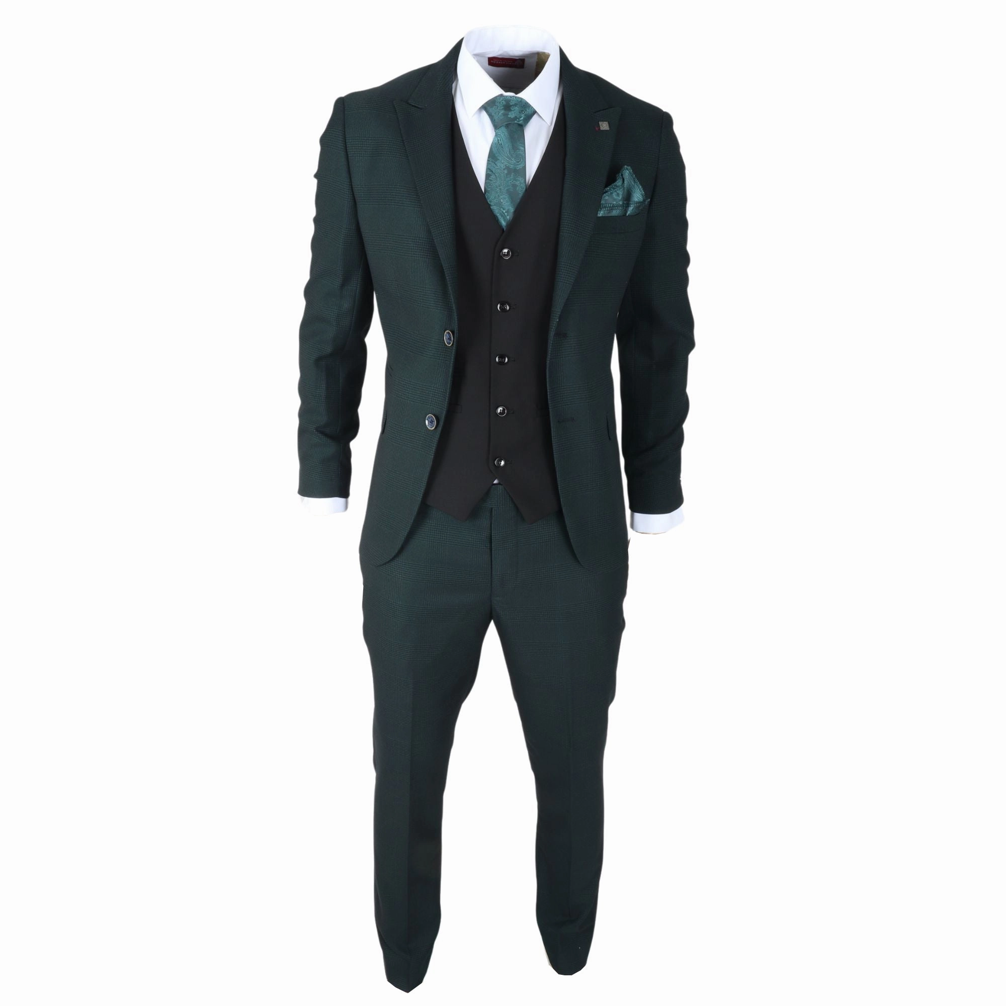 Jasper Olive Green 3 Piece Suit Check