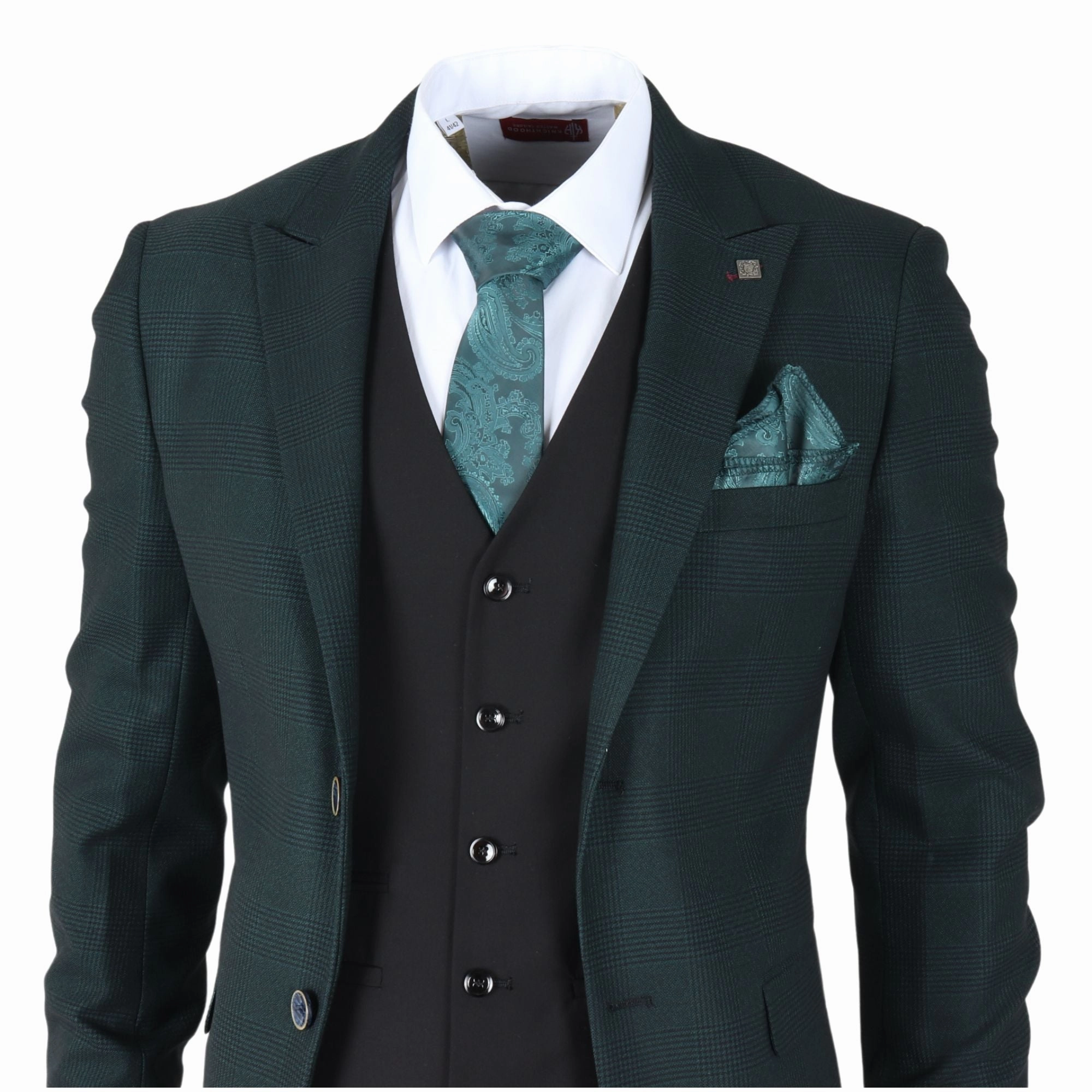 Jasper Olive Green 3 Piece Suit Check