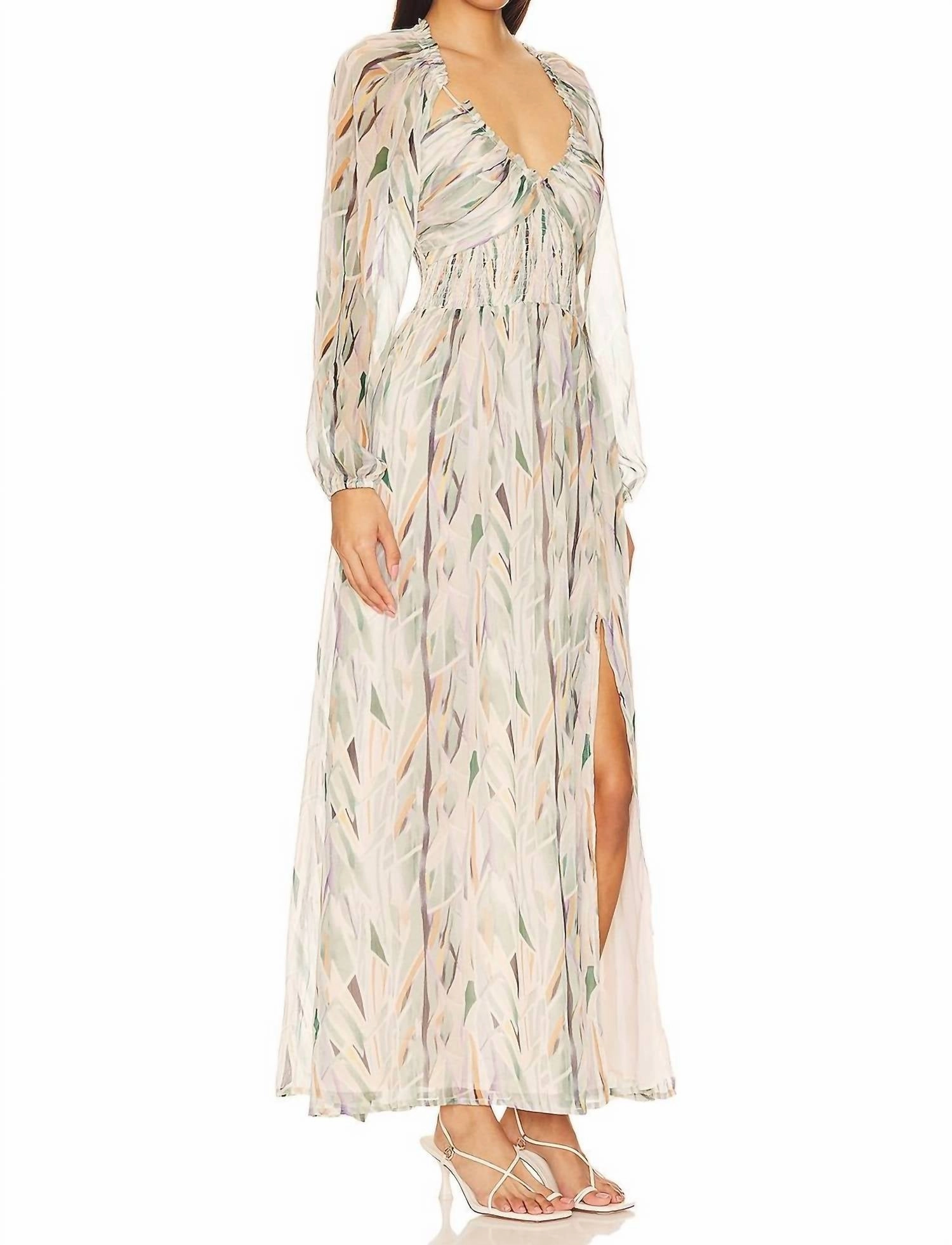 Jessamy Maxi Dress In Taupe Jade Multi