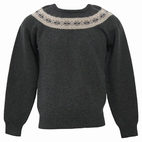 Jil Sander Knitted Chest Pattern Detail Crewneck Sweater in Grey Wool turtleneck sweaters sale