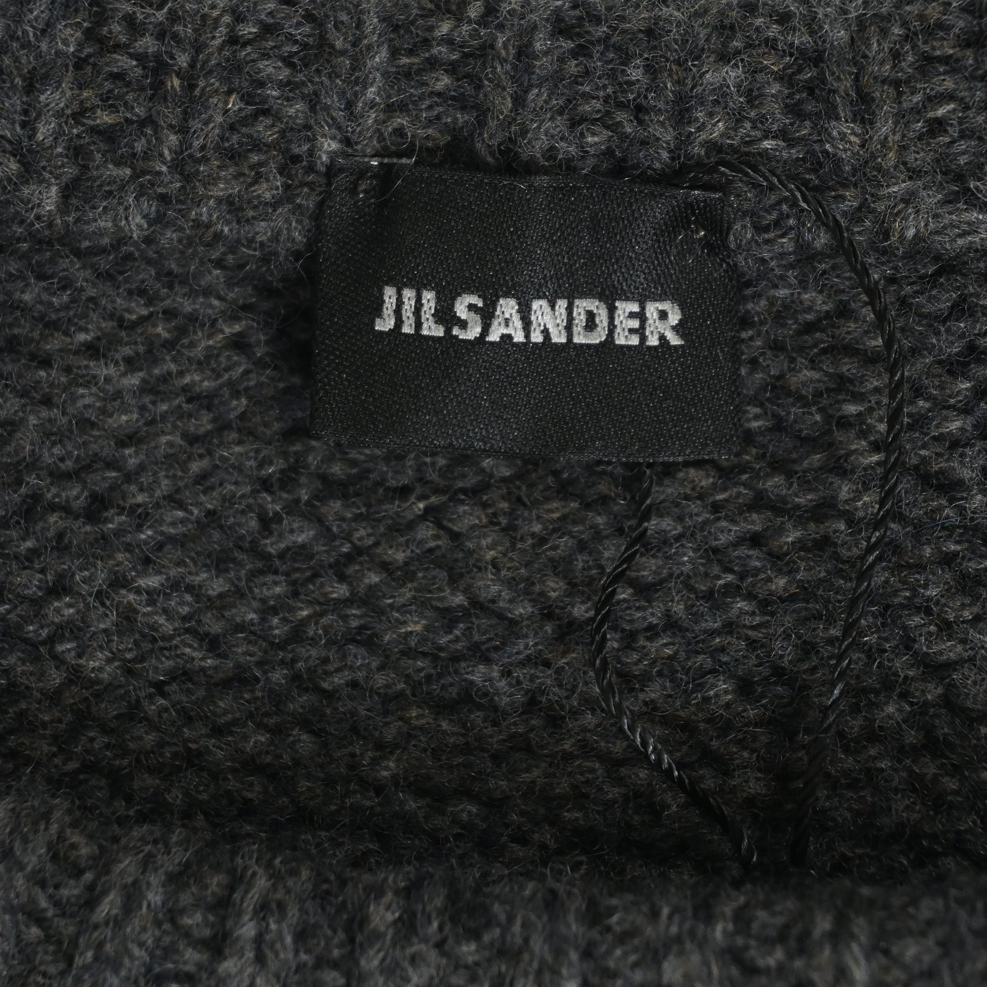 Jil Sander Knitted Chest Pattern Detail Crewneck Sweater in Grey Wool