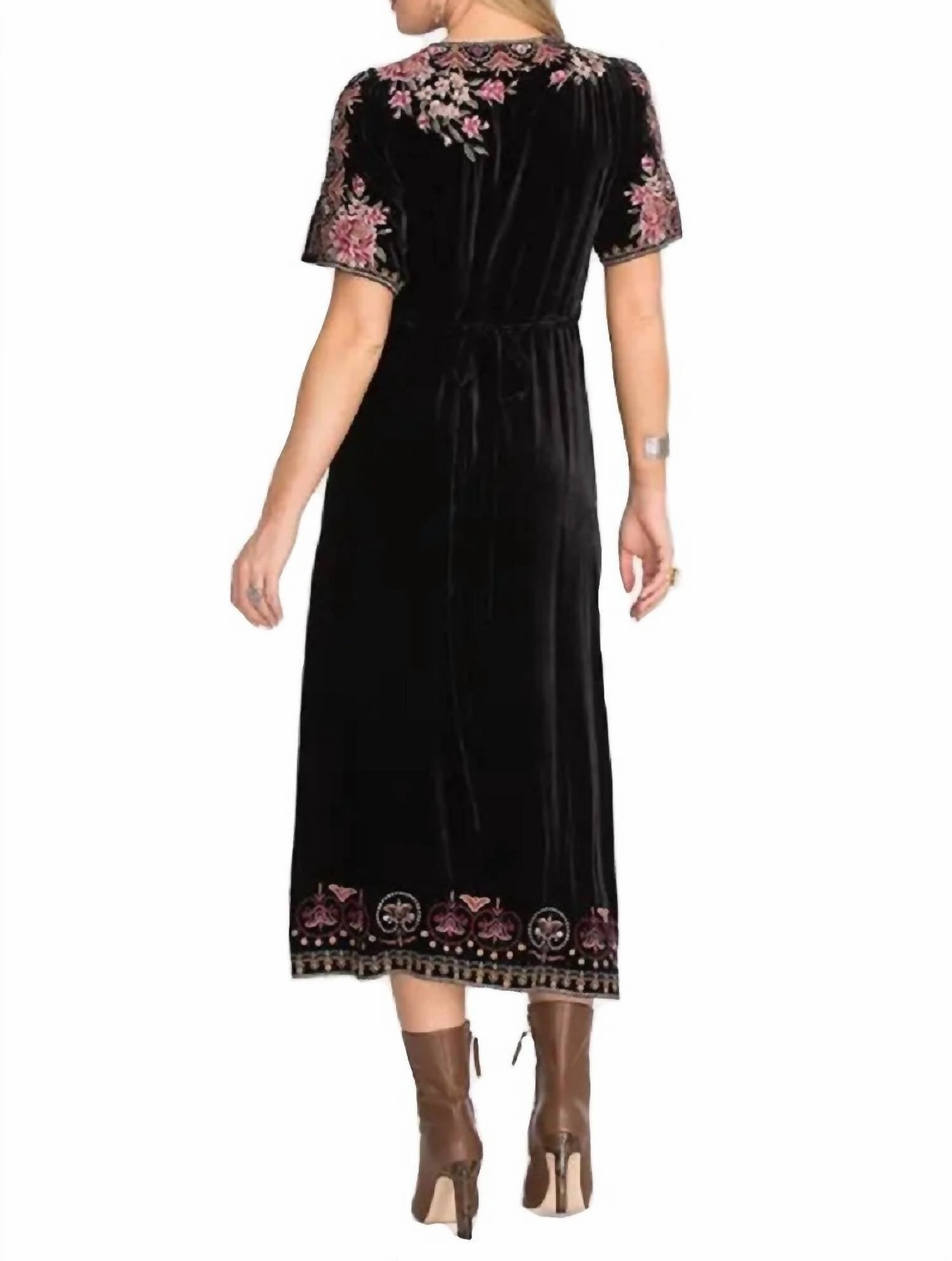 Joanna Velvet Wrap Dress In Black
