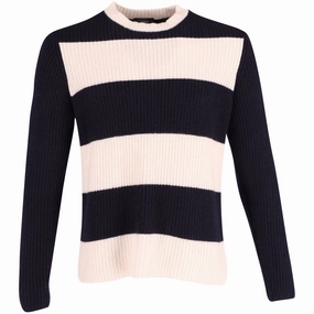 Joseph Striped Sweater in Navy Blue Cotton turtleneck sweaters sale