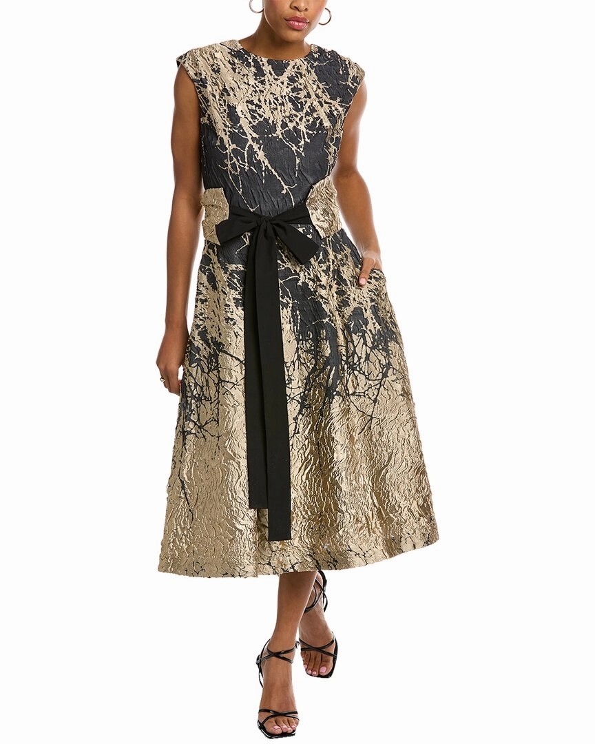 Josie Natori Pebble Cloque Silk-Blend Dress