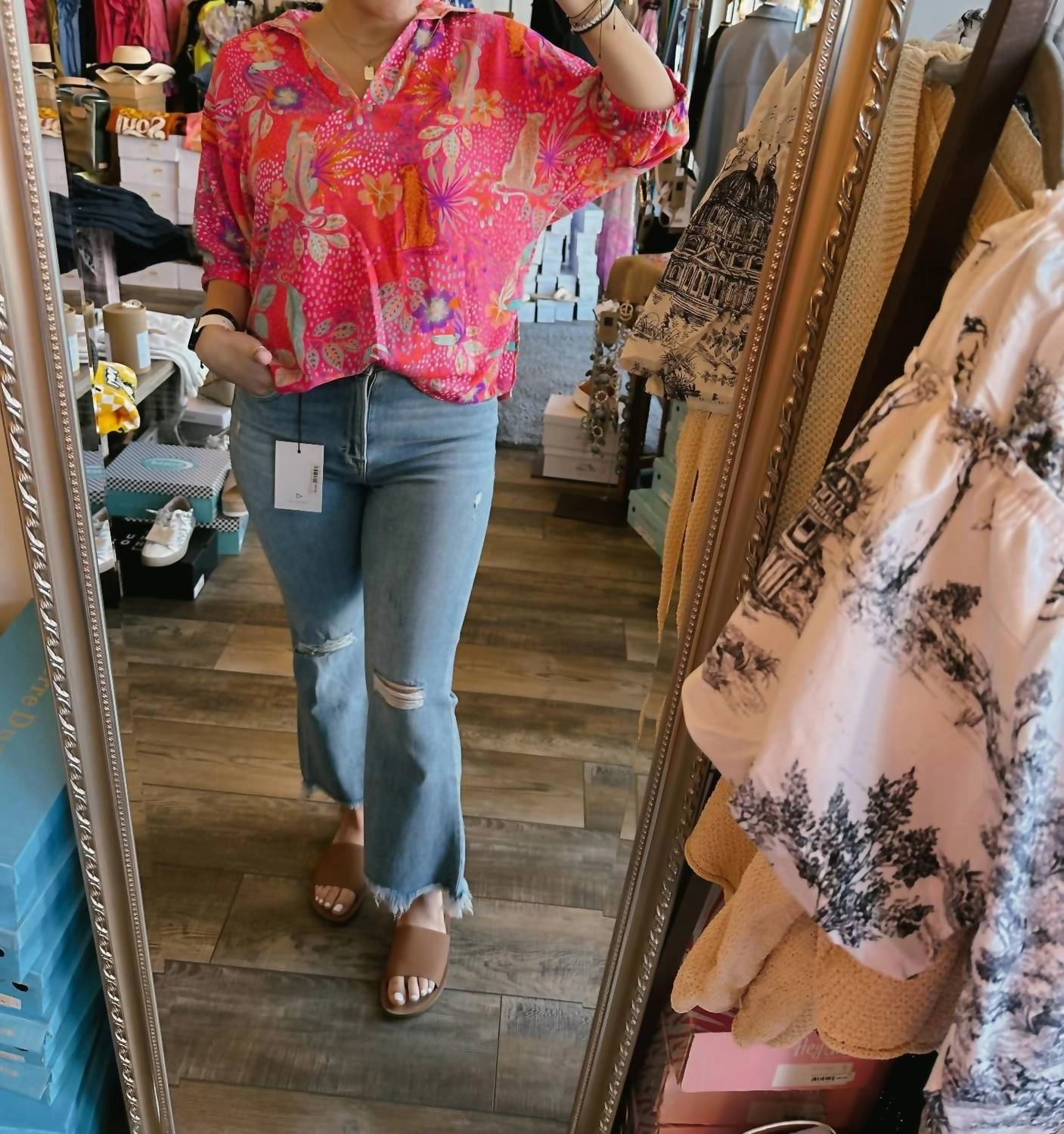 Jungle Party V-Neck Top In Pink