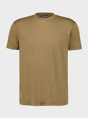 Khaki Brown Crewneck T-Shirt Tops Mens - flannel shirts