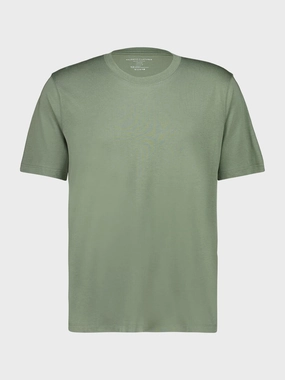 Khaki Green T-Shirt with Round Neck Tops Mens - flannel shirts