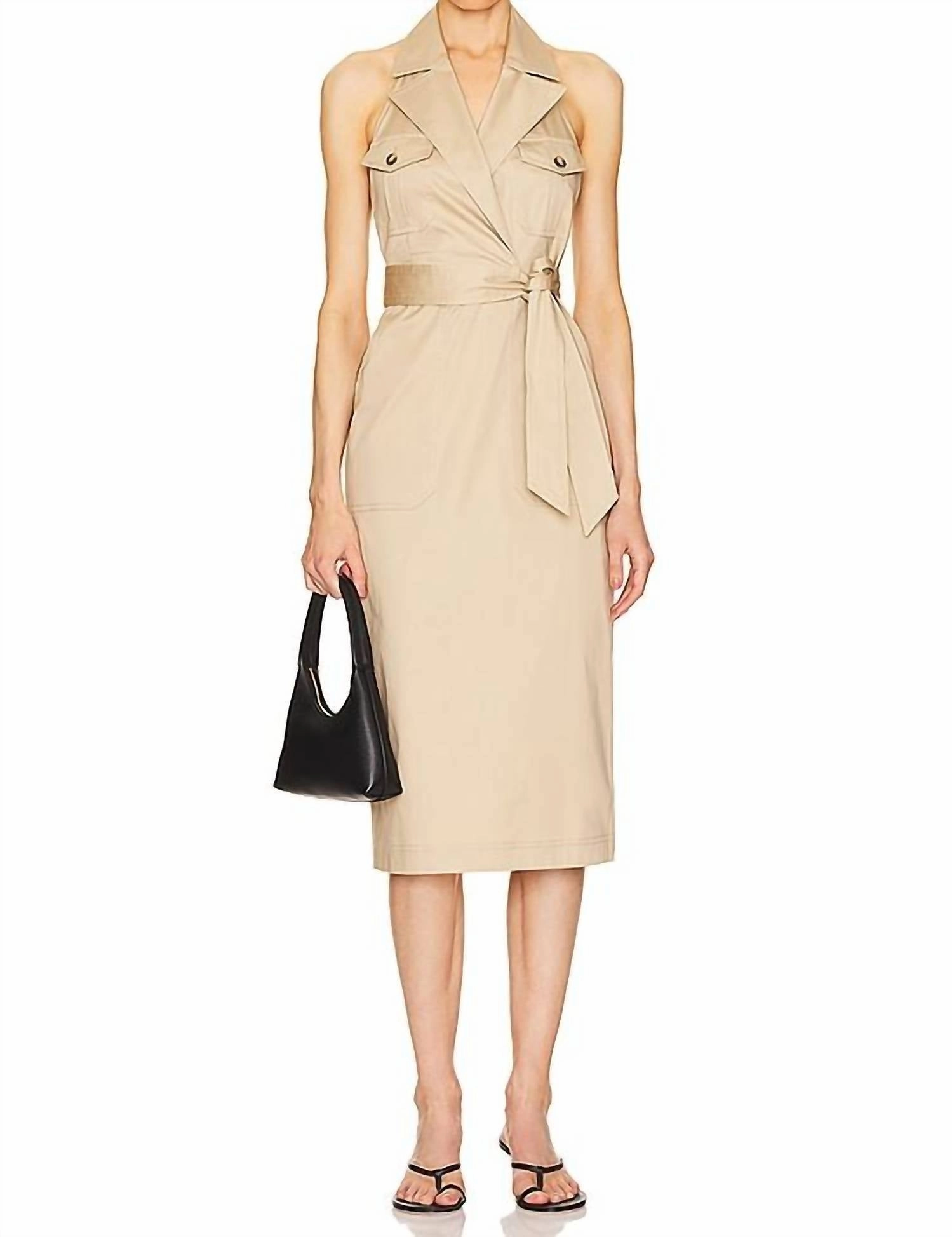 Kitana Dress In Pebble Khaki
