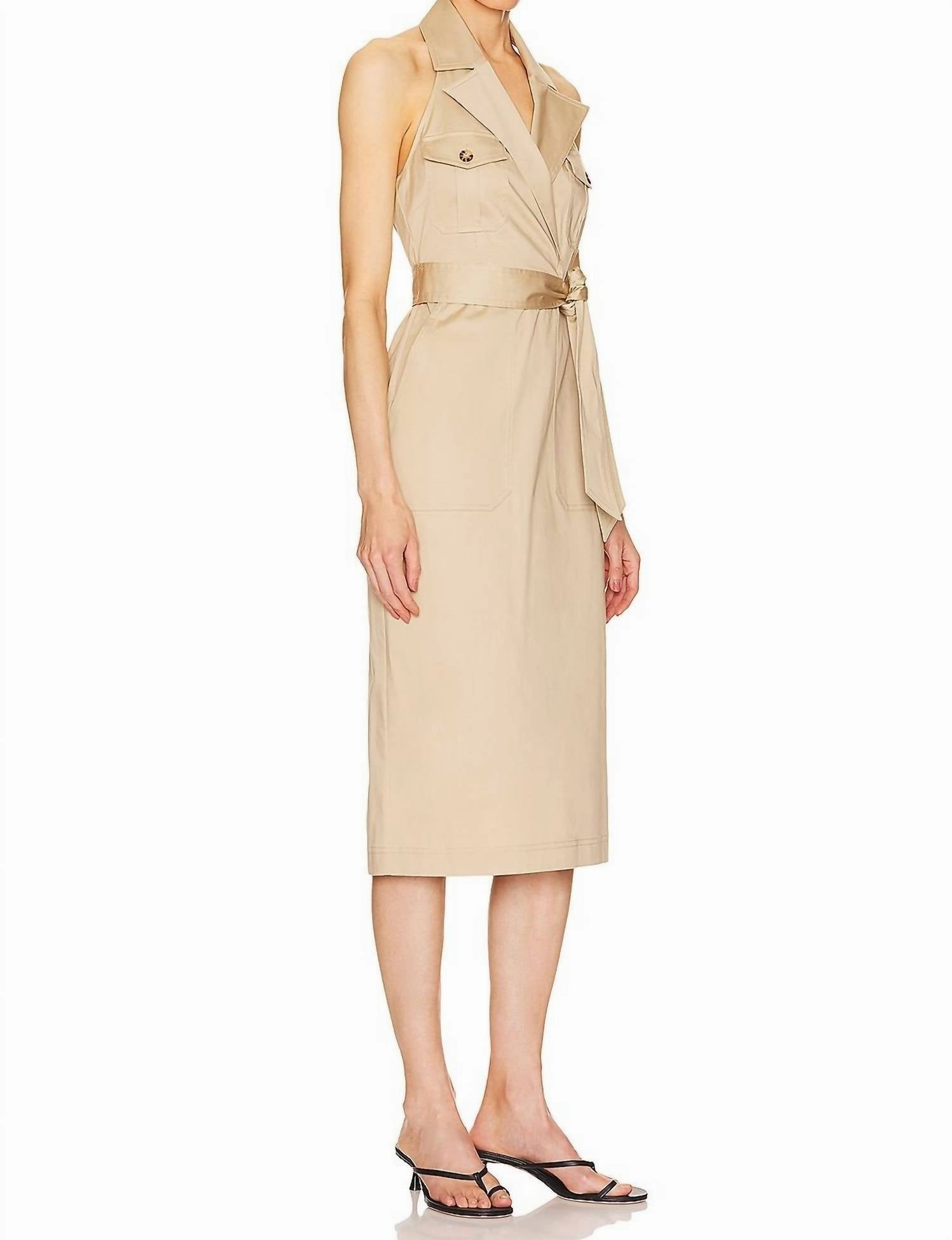 Kitana Dress In Pebble Khaki