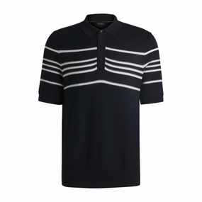 Knit polo in silk and cotton with stripe details turtleneck sweaters sale