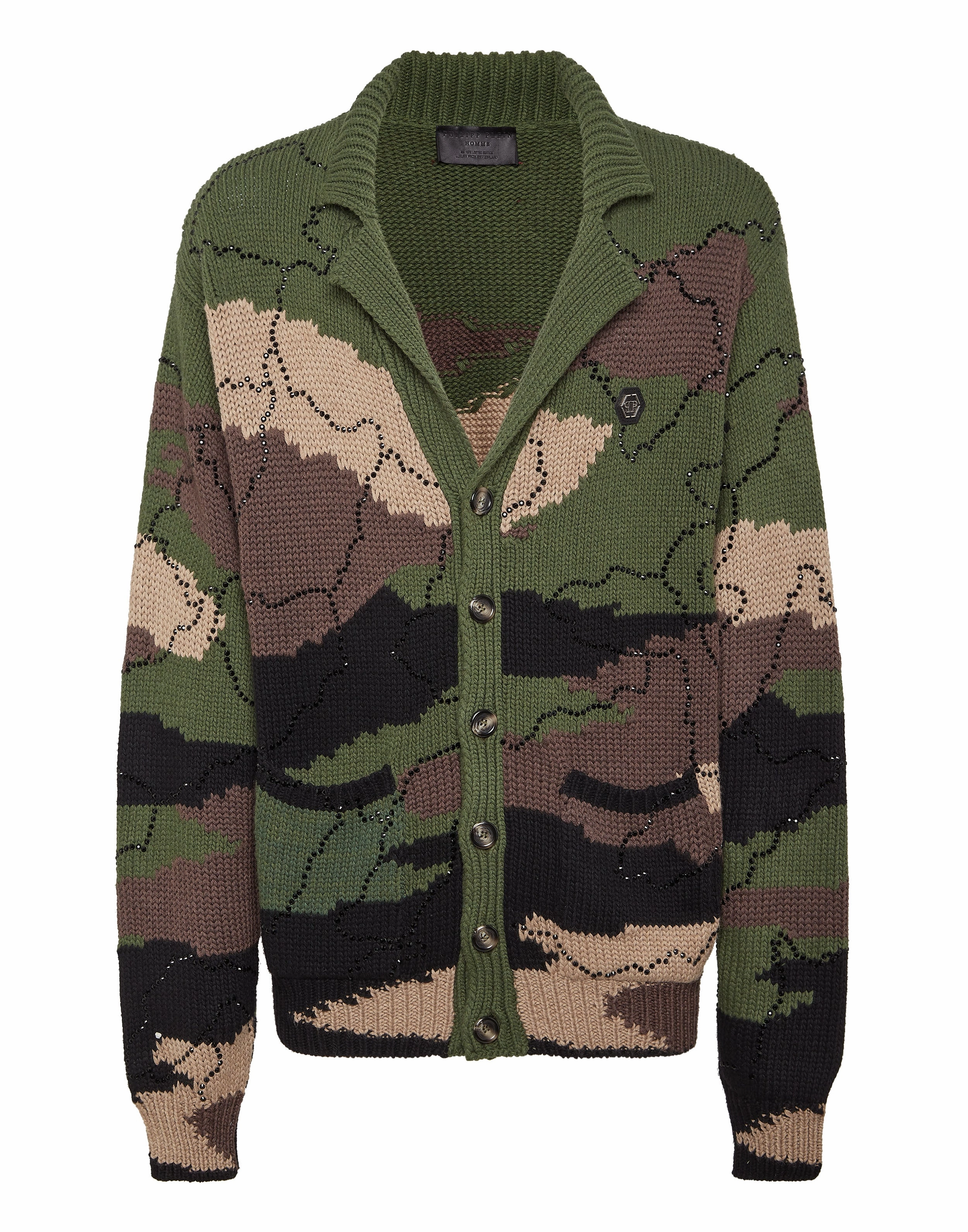 Knitted Cardigan Strass Camouflage chunky knit discount