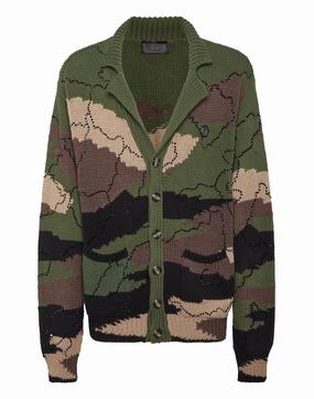 Knitted Cardigan Strass Camouflage chunky knit discount