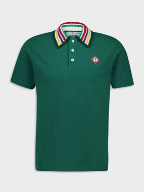 Knitted-Collar Cotton Green Polo-Shirt Tops Mens - flannel shirts