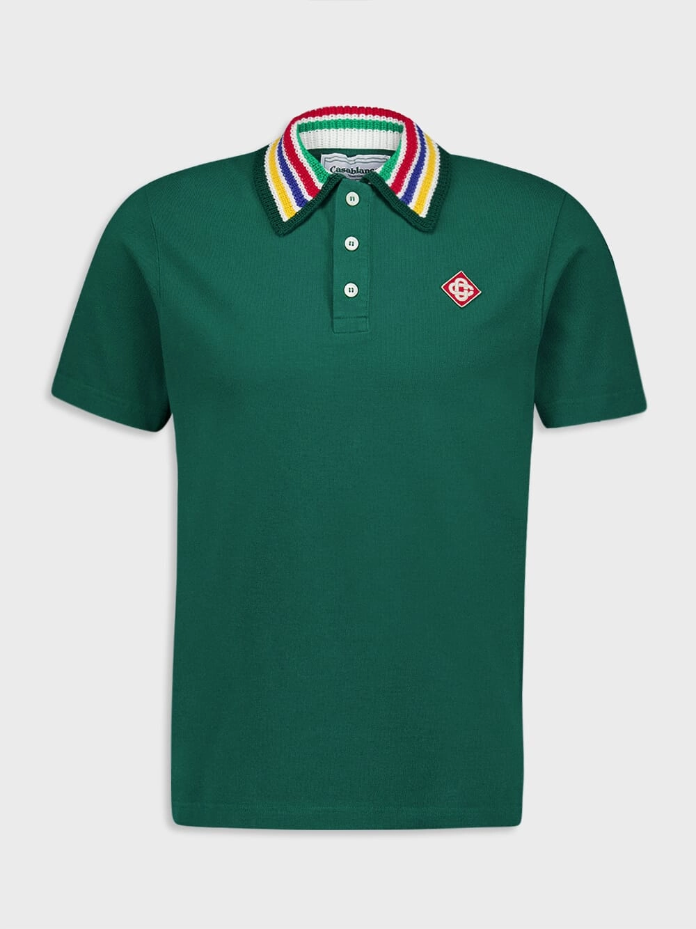 Knitted-Collar Cotton Green Polo-Shirt Tops Mens - flannel shirts