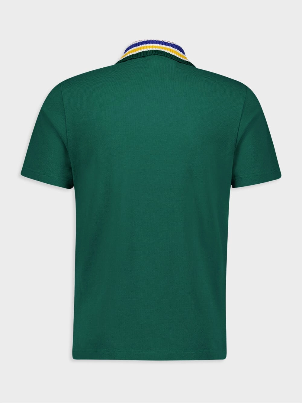 Knitted-Collar Cotton Green Polo-Shirt
