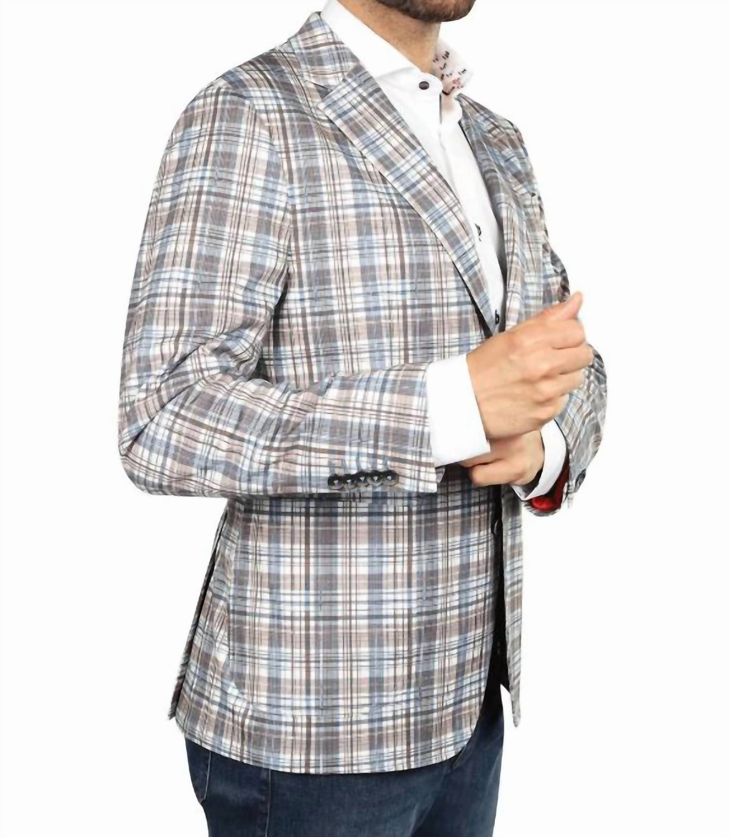 Knowville Sport Coat In Beige/ivory/blue