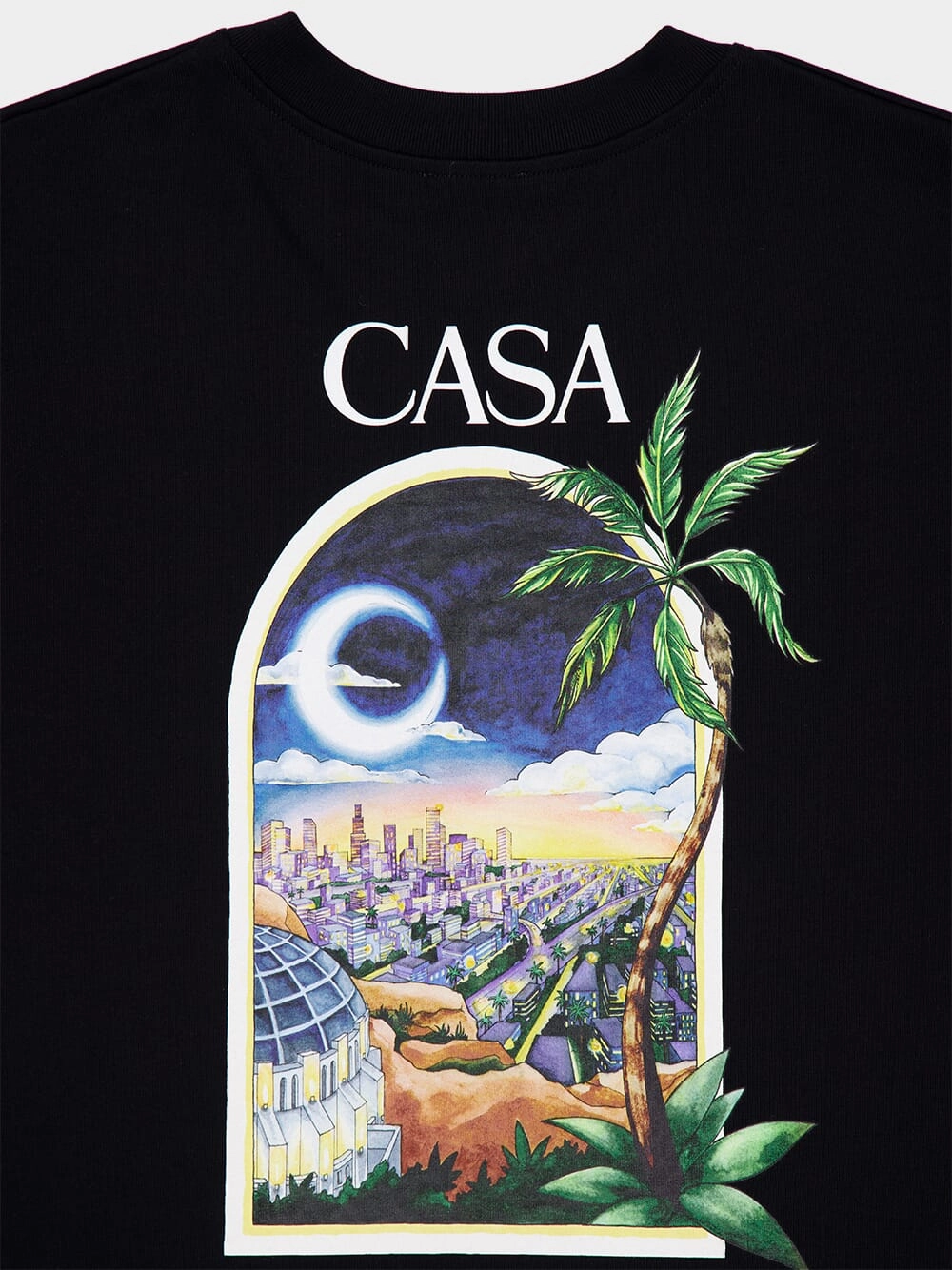 La Night Printed Black Organic Cotton T-Shirt