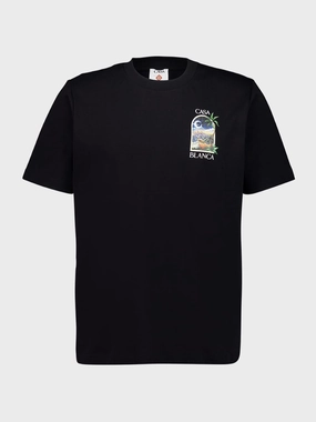 La Night Printed Black Organic Cotton T-Shirt Tops Mens - flannel shirts