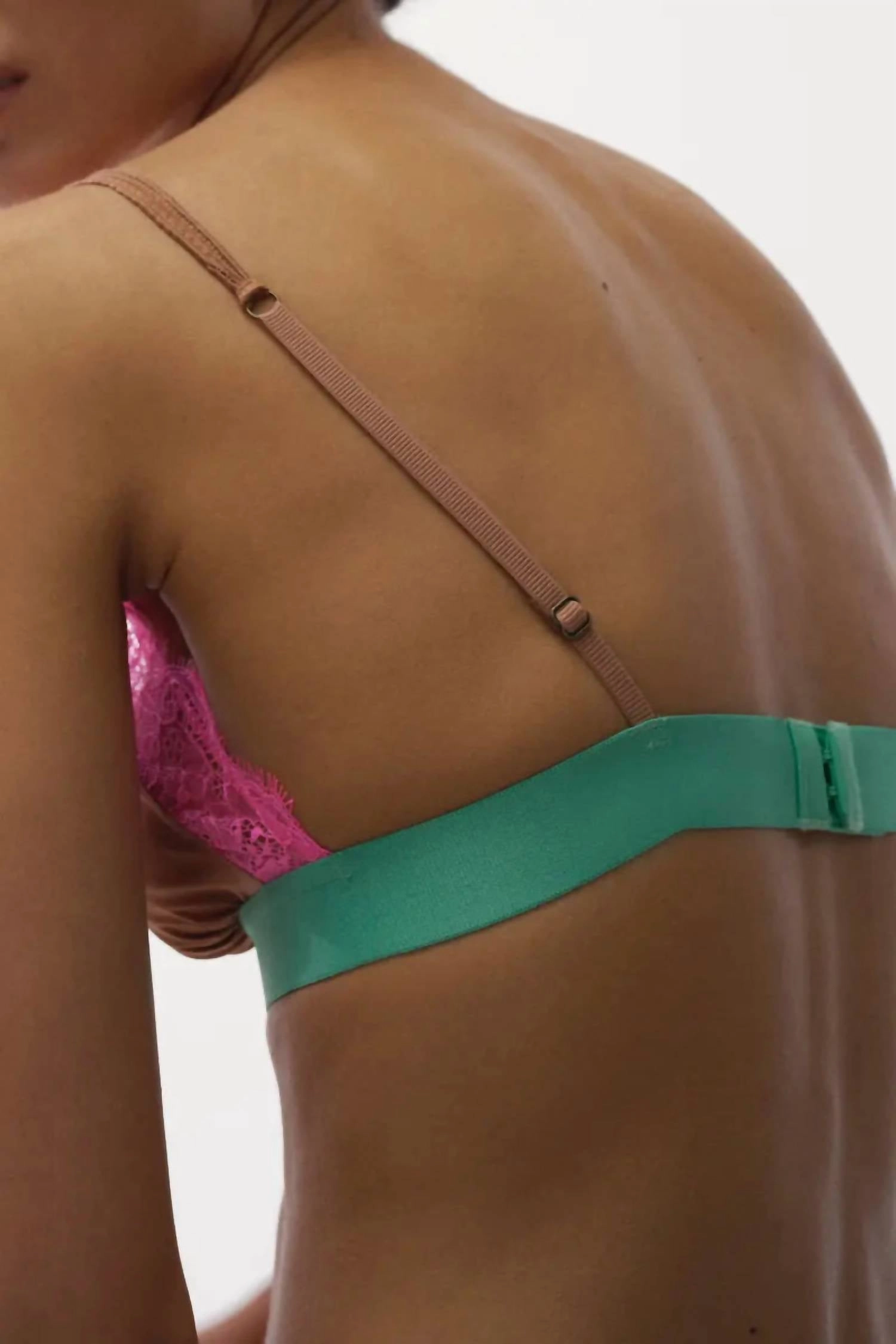 Lace Bralette In Brown/pink/green