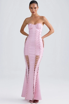 Lace-Up Corset Gown in Light Pink Dresses - maxi dresses best price
