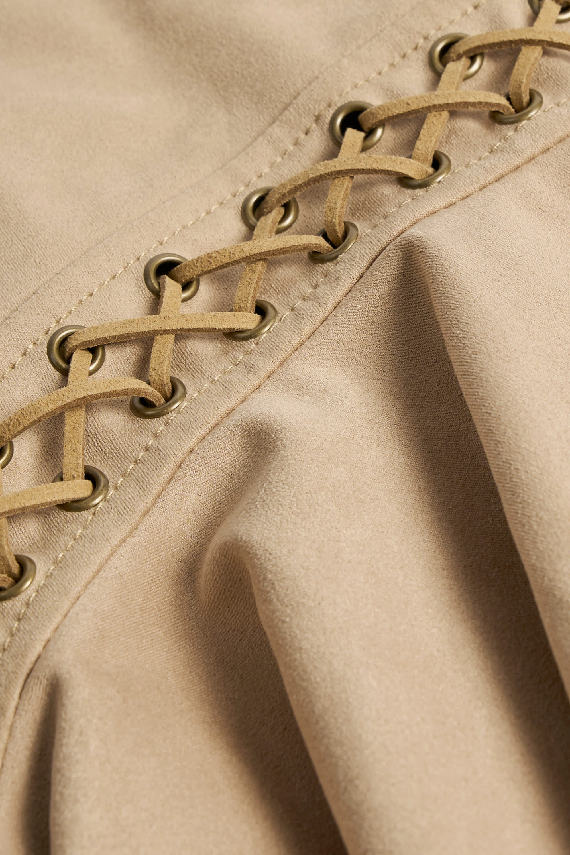 Lace-Up Tiered Corset Mini Dress in Tan