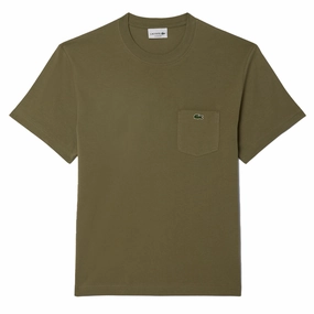 Lacoste Cotton T-Shirt with Breast Pocket Khaki henley shirts online