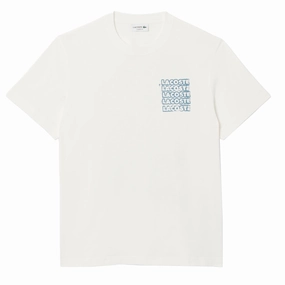 Lacoste Crocodile Blur Graffiti S/S Tee Flour / Limestone henley shirts online