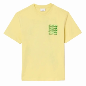 Lacoste Crocodile Blur Graffiti S/S Tee Yellow henley shirts online