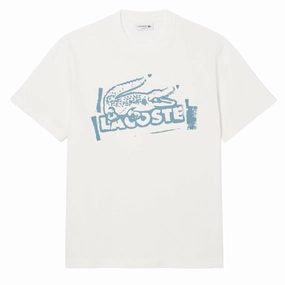 Lacoste Crocodile Graffiti S/S Tee White henley shirts online