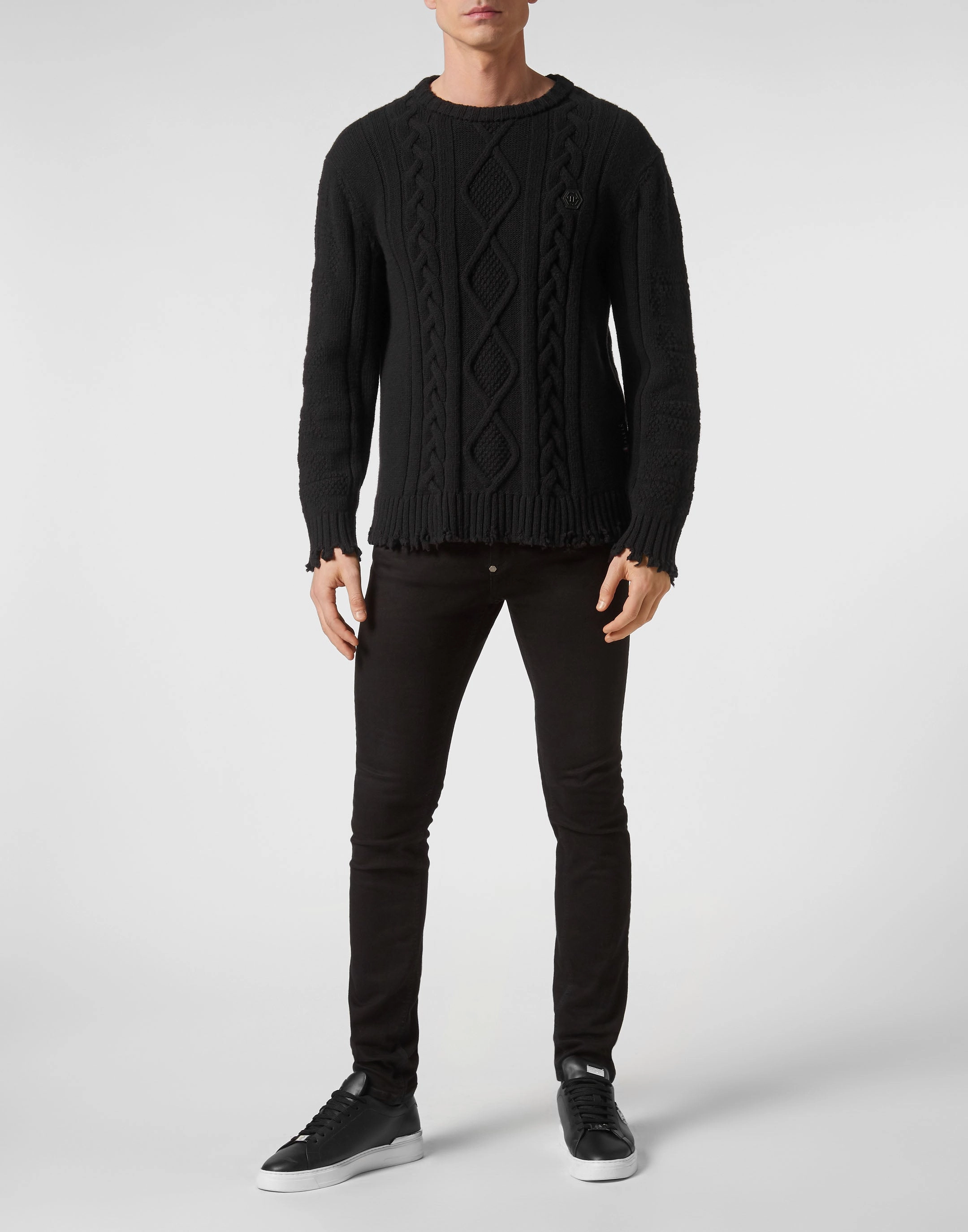 Lambswool Pullover Round Neck LS Skull&amp;Bones