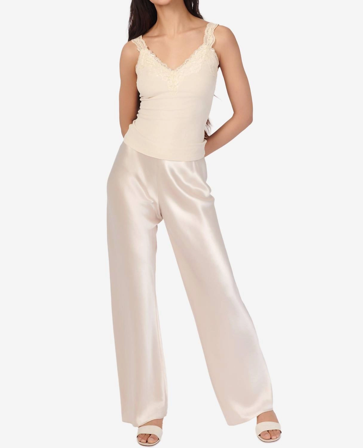 Lani Rib Knit Tank Top In Bone