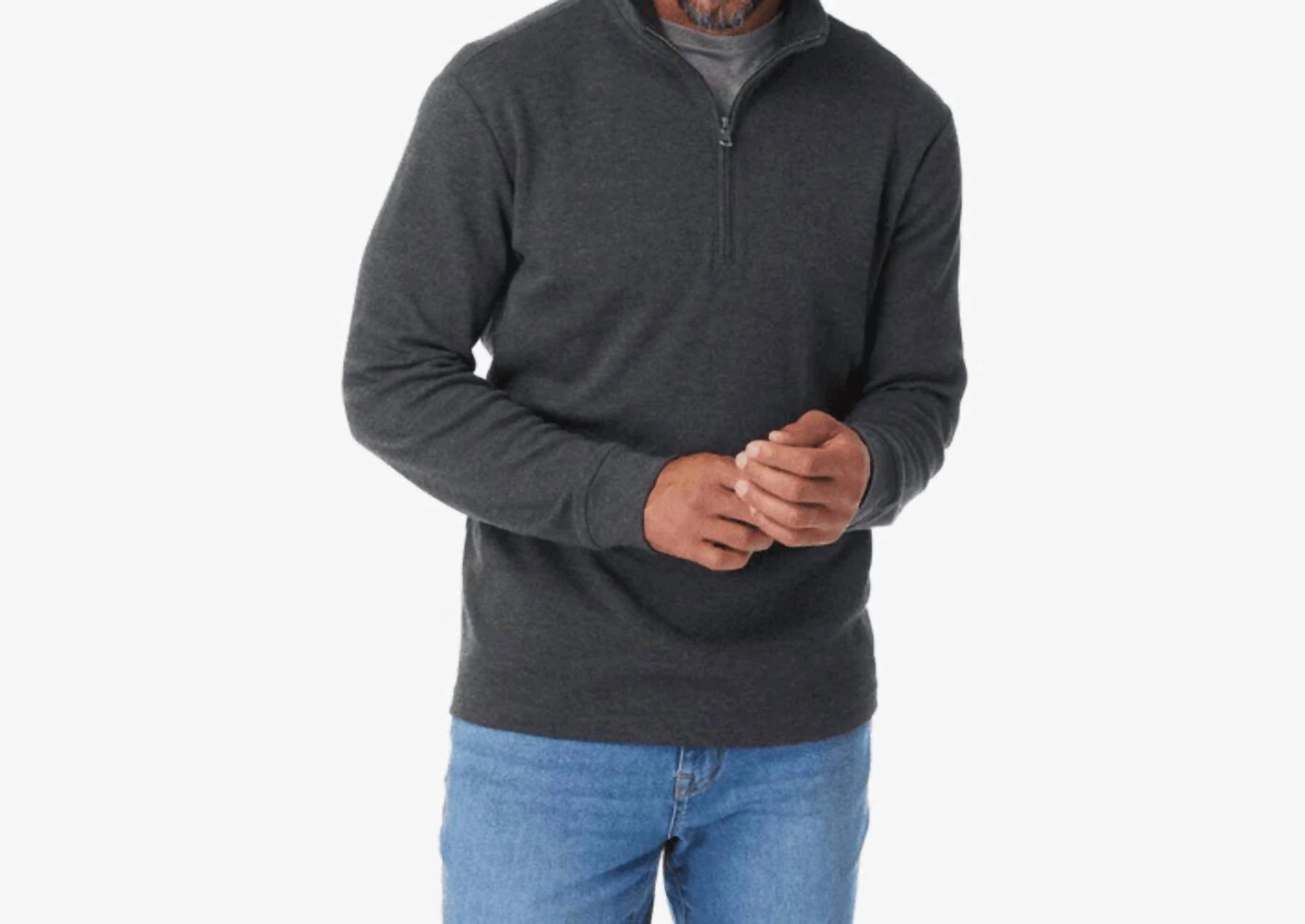 Larchmont Quarter Zip Sweater In Charcoal