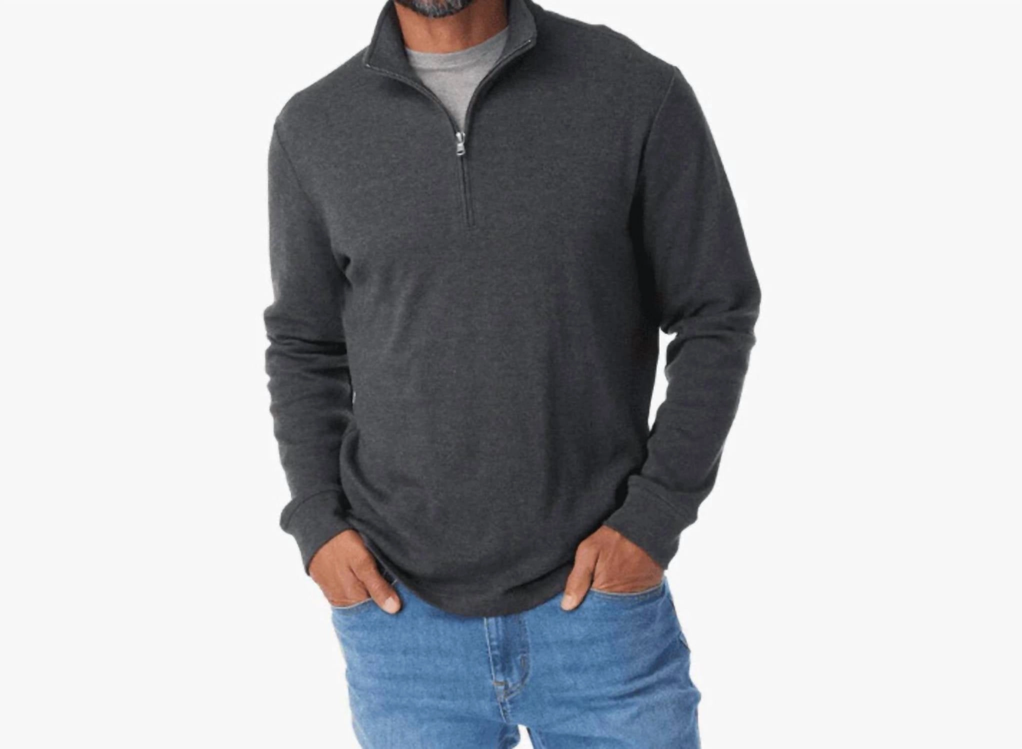 Larchmont Quarter Zip Sweater In Charcoal