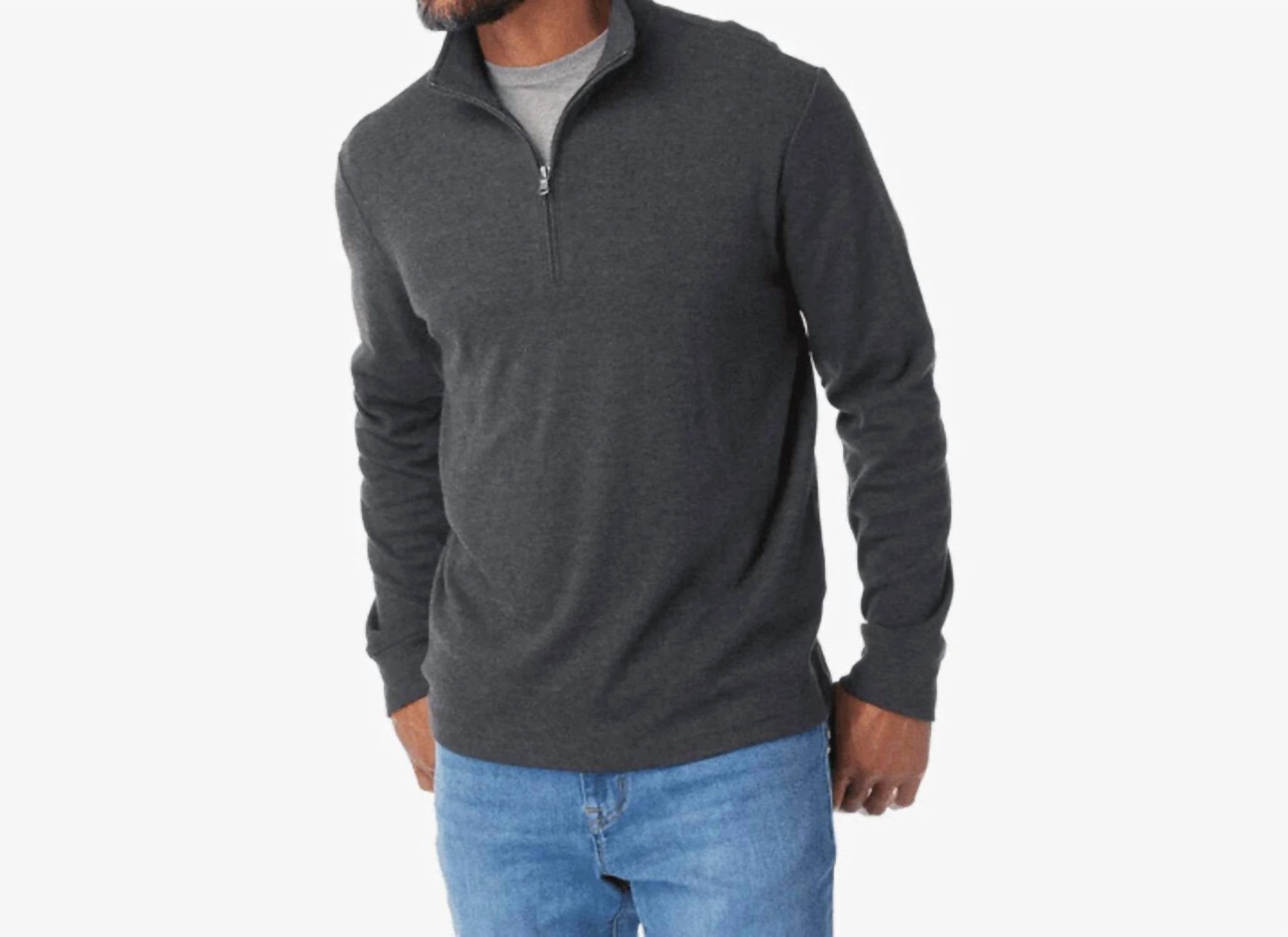 Larchmont Quarter Zip Sweater In Charcoal