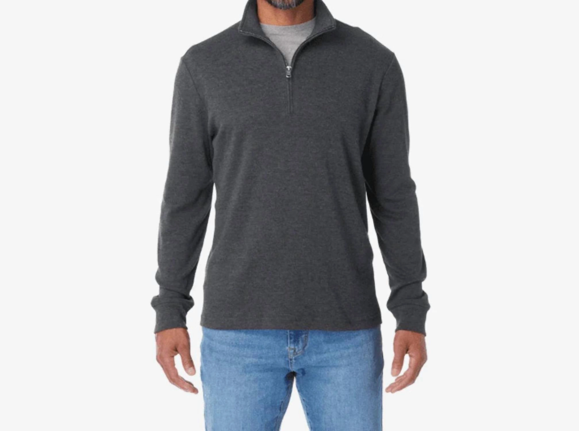 Larchmont Quarter Zip Sweater In Charcoal turtleneck sweaters sale