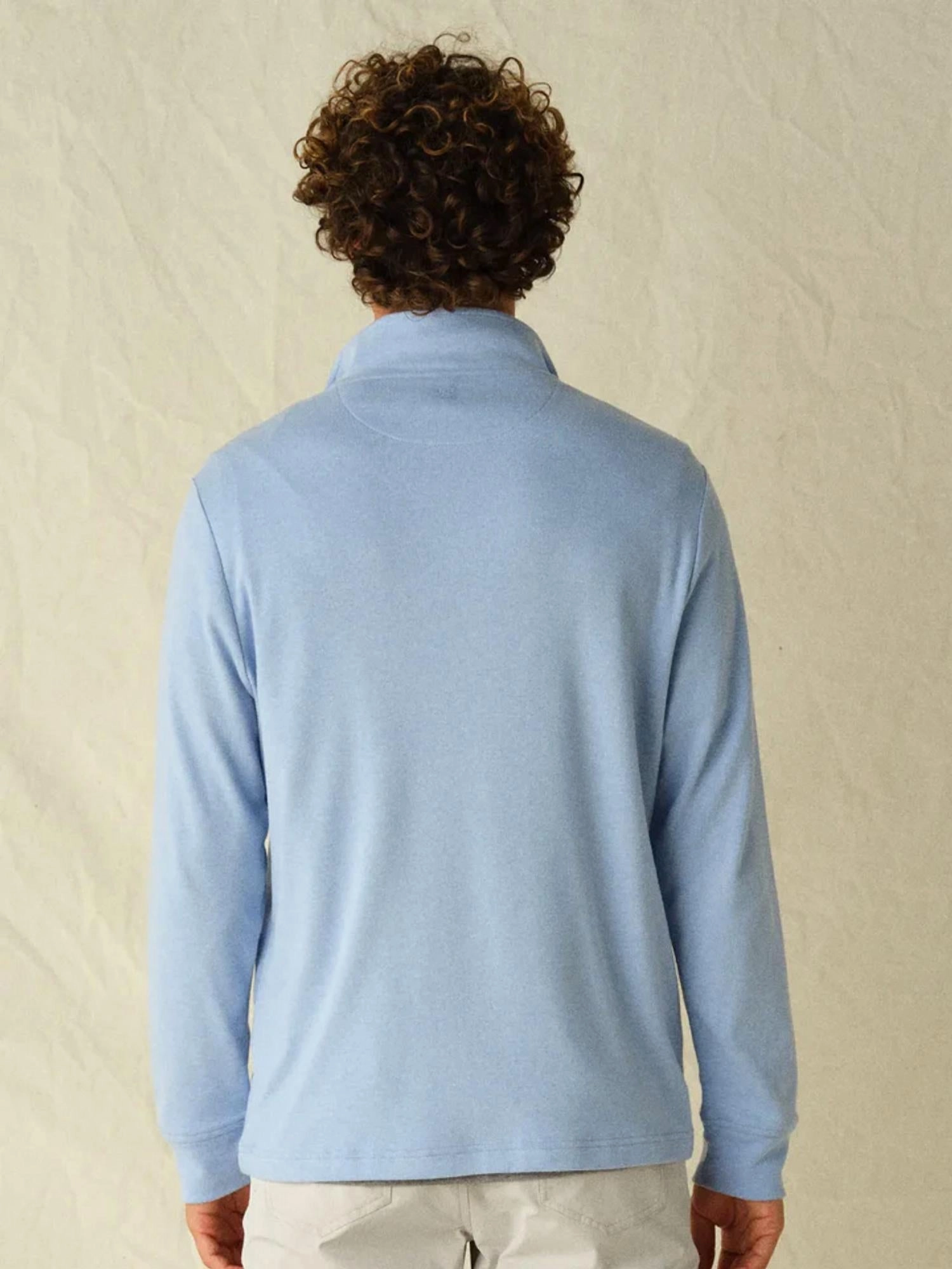 Larchmont Quarter Zip Sweater In Light Blue