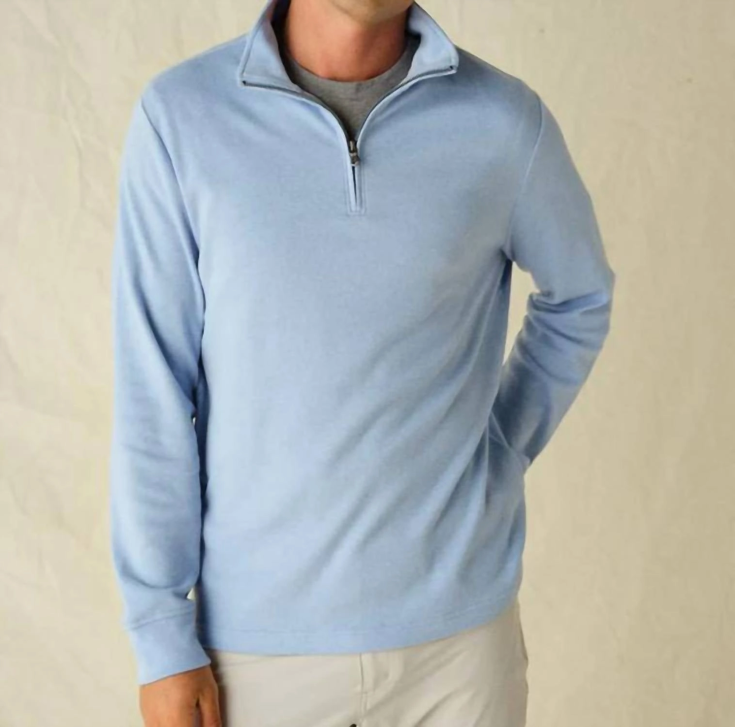 Larchmont Quarter Zip Sweater In Light Blue turtleneck sweaters sale