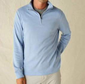 Larchmont Quarter Zip Sweater In Light Blue turtleneck sweaters sale