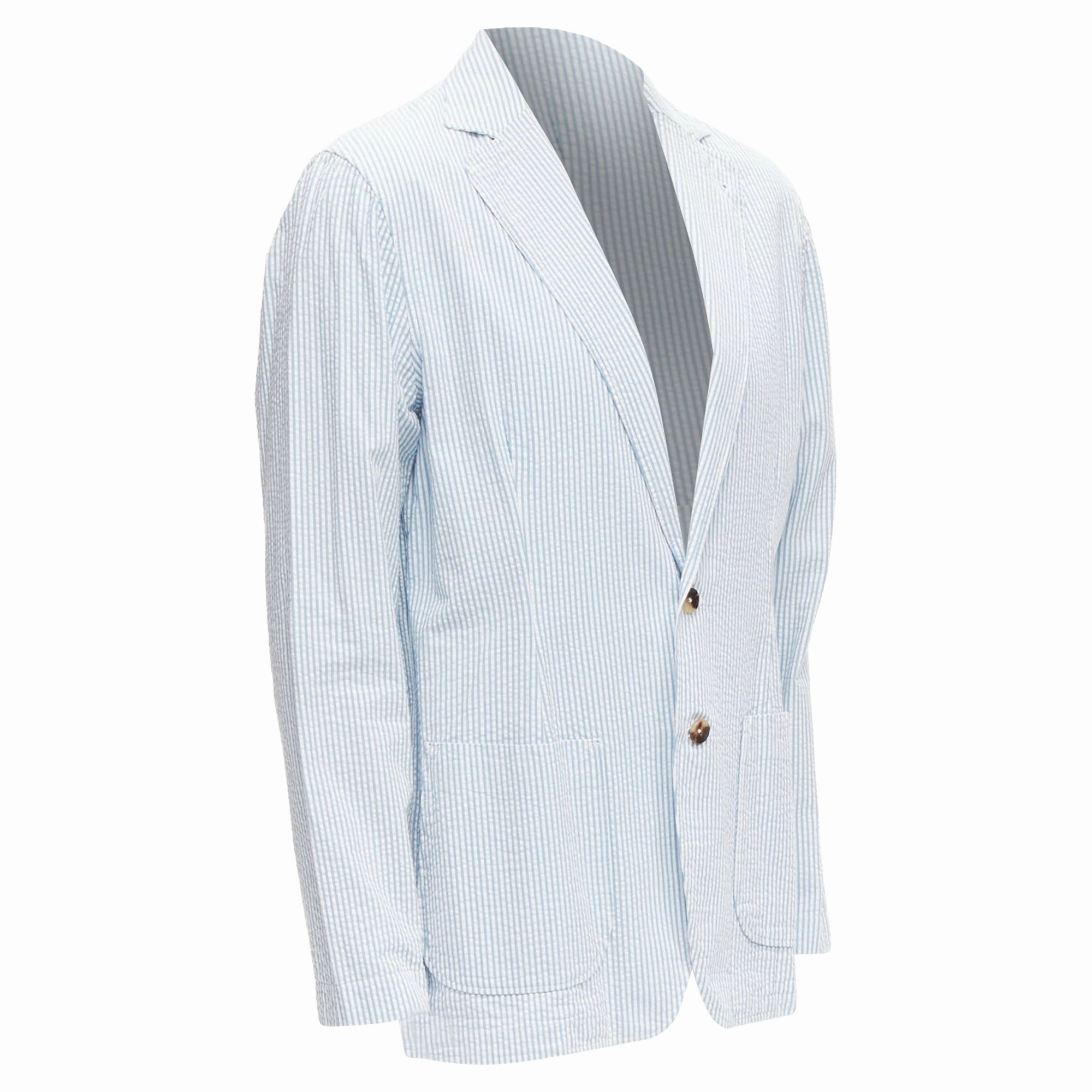 Lardini stripe seersucker shell button blazer