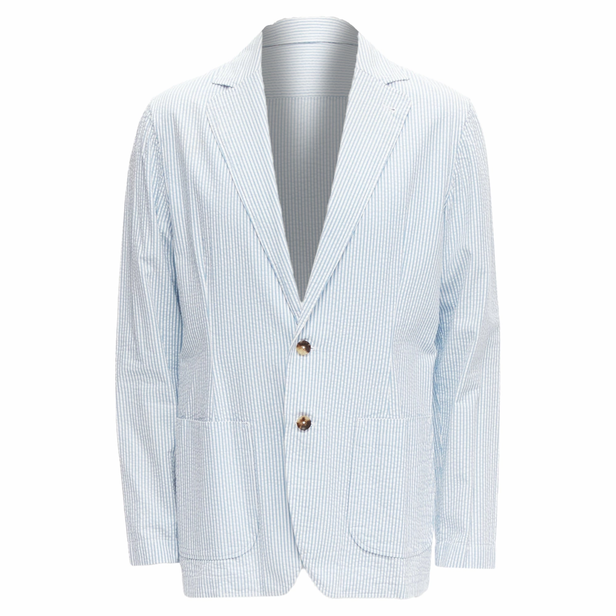 Lardini stripe seersucker shell button blazer