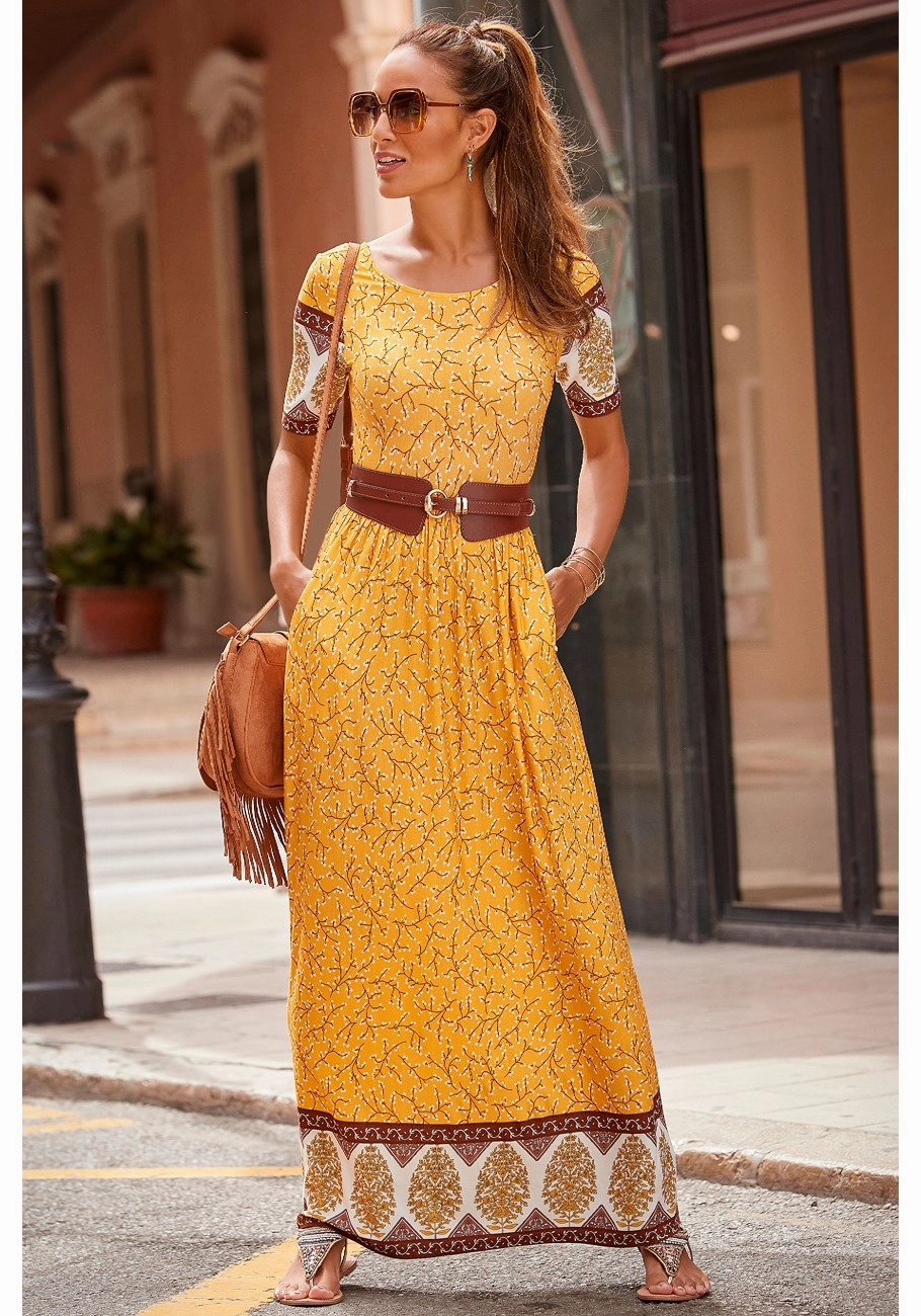 LASCANA Women's Scoop Neck Maxi Dress