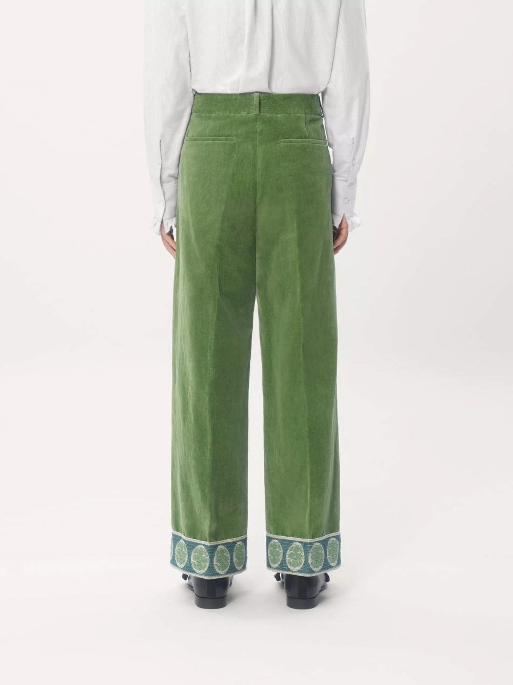Laurel Velvet Trousers with Jacquard Hems