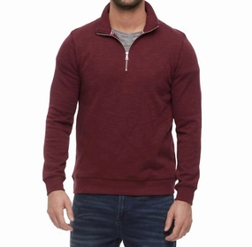 Lavelle 1/4 Zip Pullover Sweater In Maroon knit sweaters cheap