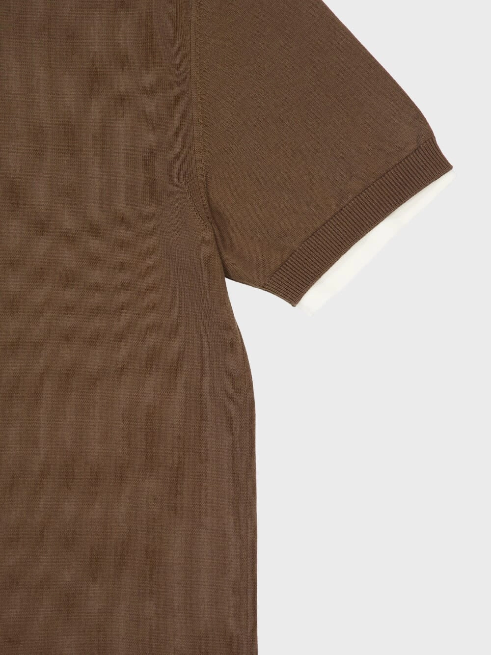 Layered Knitted T-Shirt in Clay, Brick and White