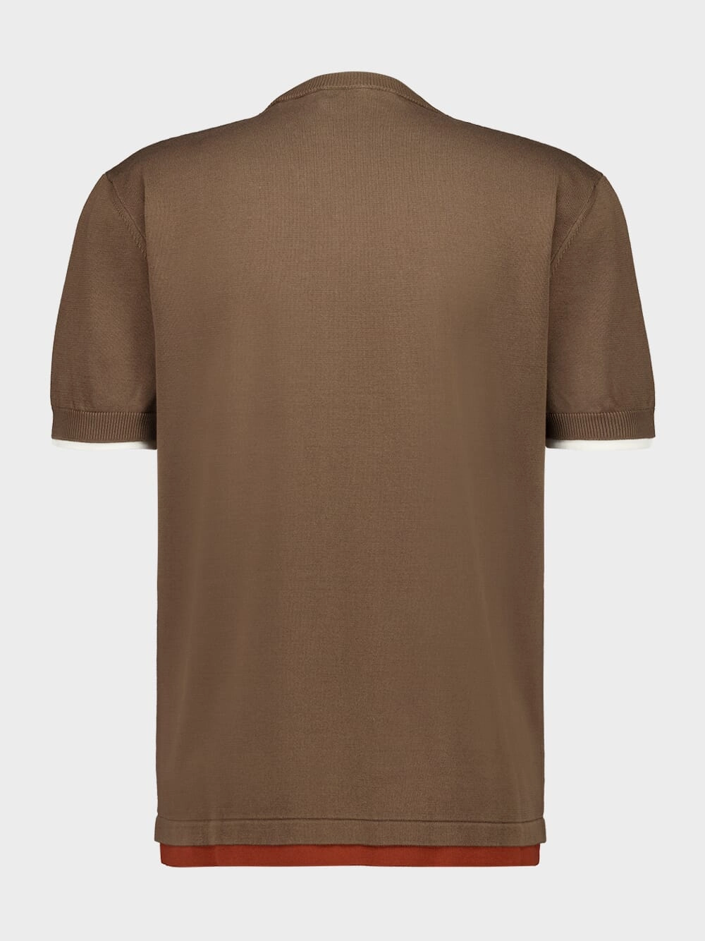 Layered Knitted T-Shirt in Clay, Brick and White