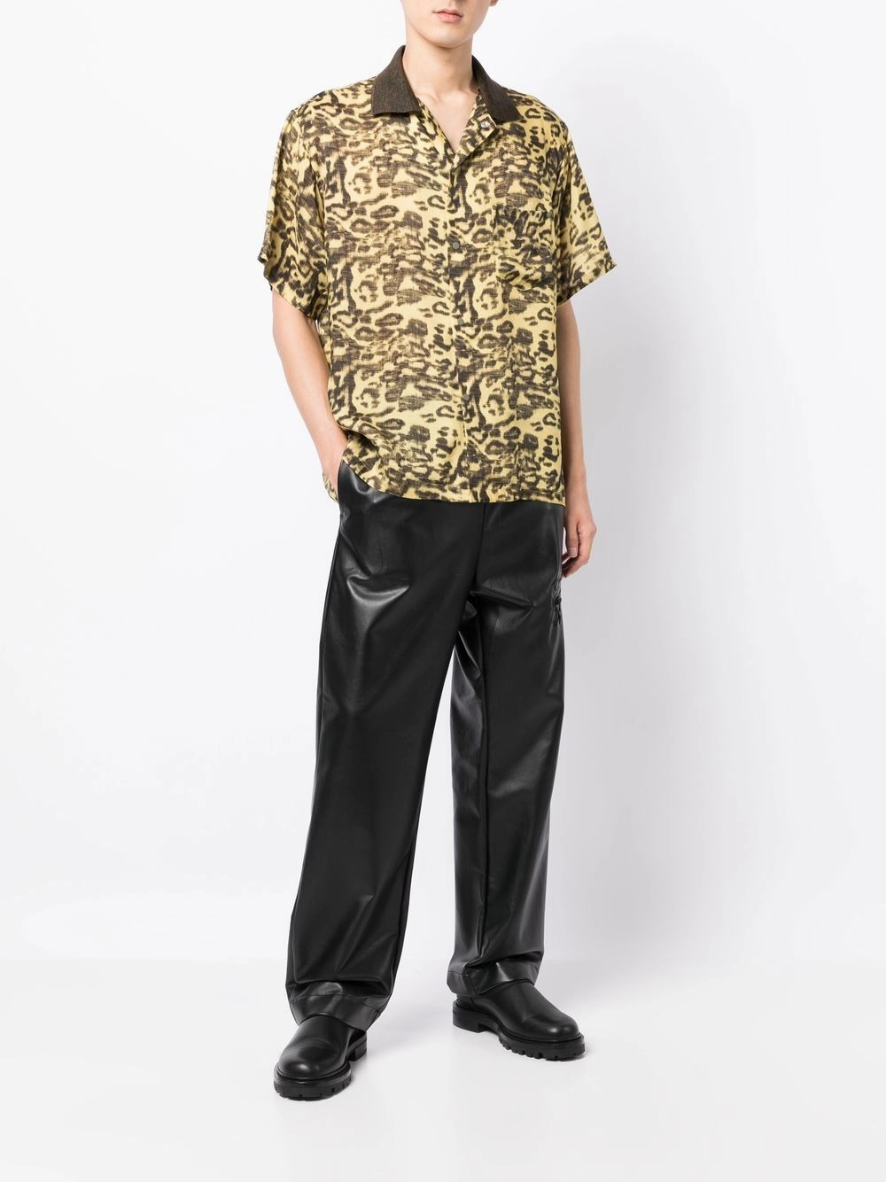 Leopard-Print Short-Sleeved Shirt