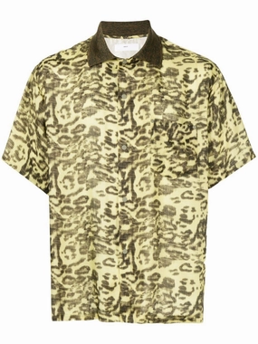 Leopard-Print Short-Sleeved Shirt discount mens shirts