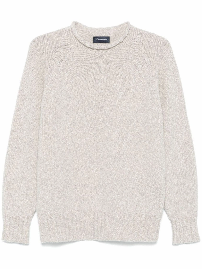 Light Beige Long Sleeve Crew Neck Sweater designer sweaters outlet