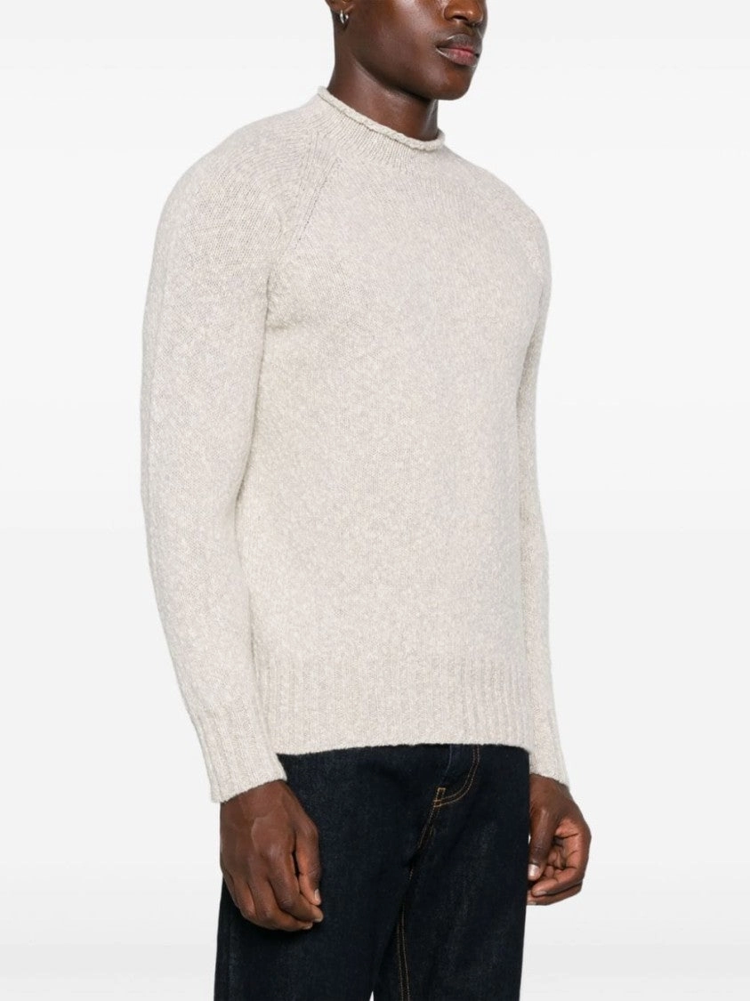 Light Beige Long Sleeve Crew Neck Sweater
