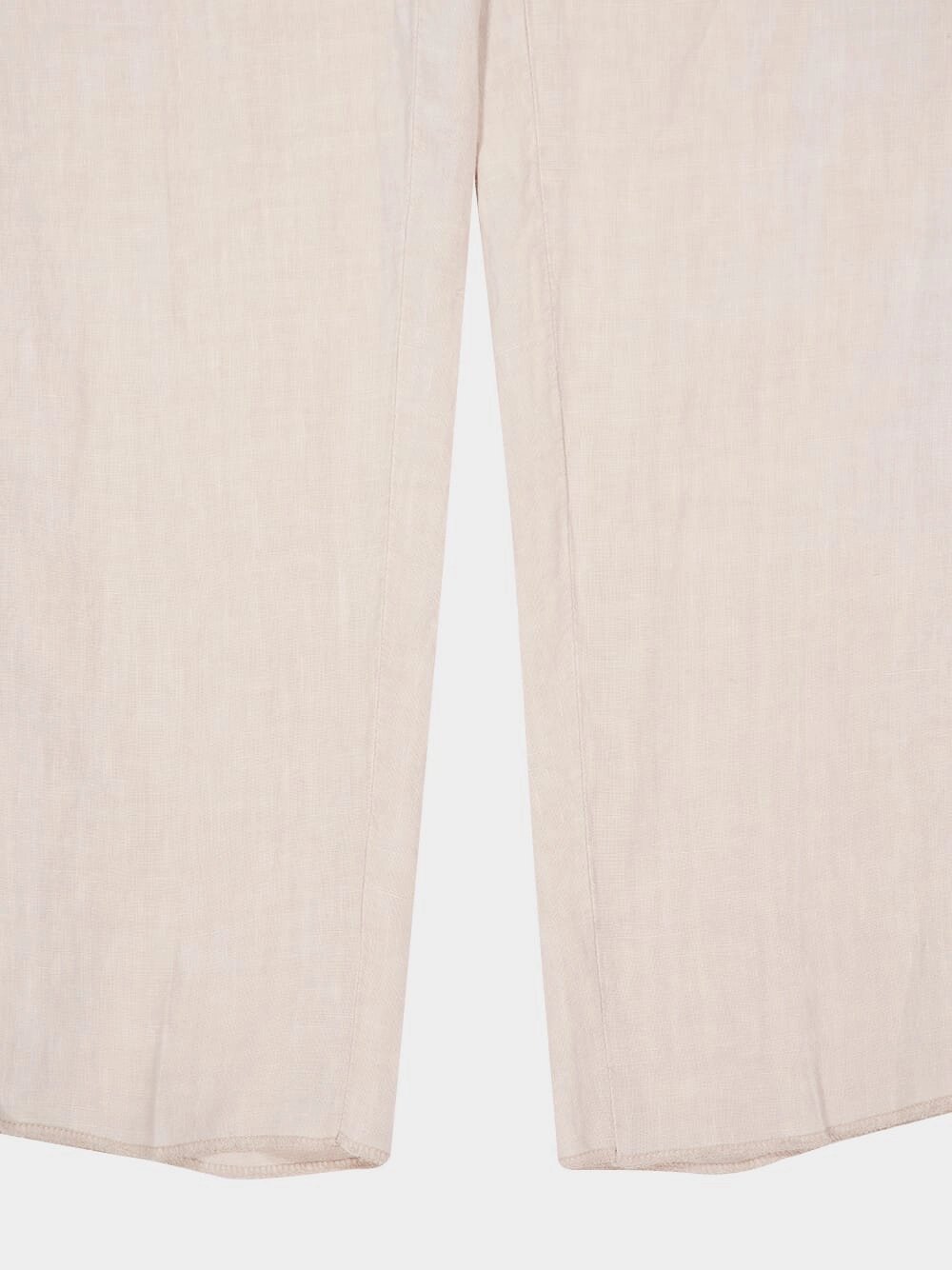 Light Beige Straight Fit Linen Trousers